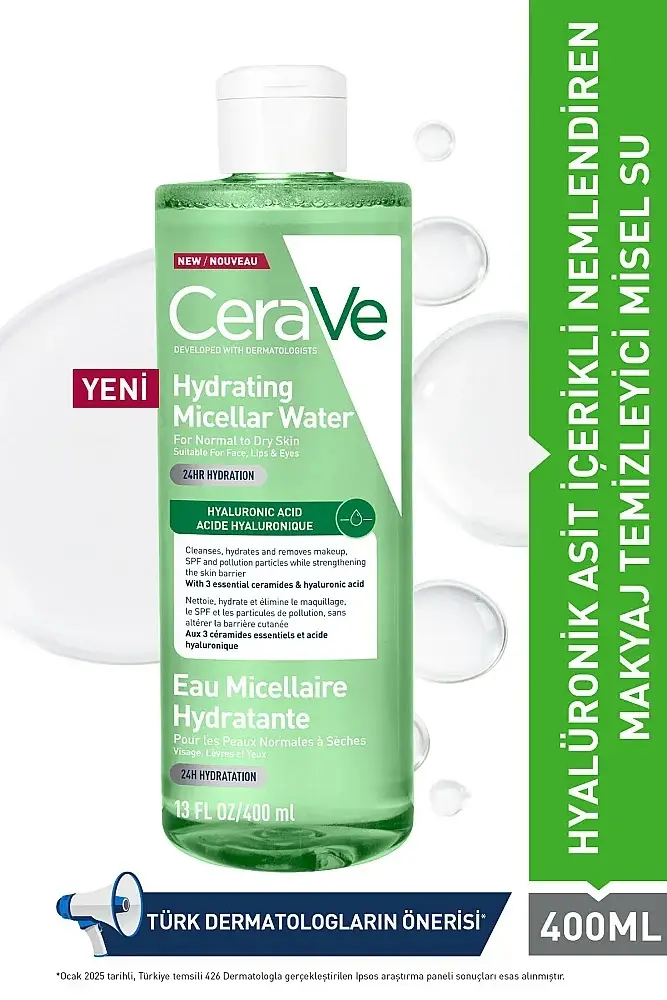 Cerave Micellar Temizleme Suyu Water Hydrating Normal Kuru Cilt 400 Ml