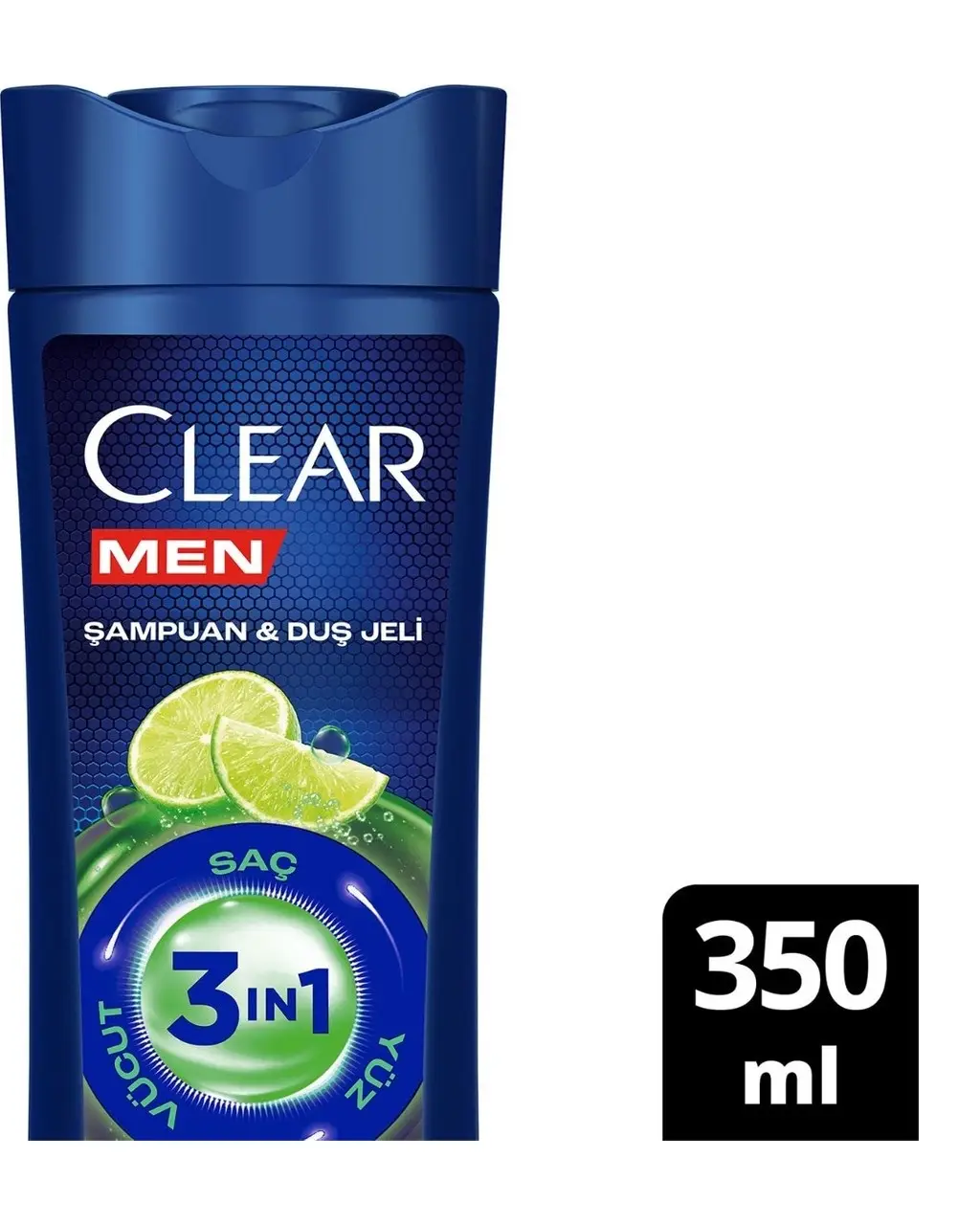 Clear Men 3 in 1 Şampuan Duş Jeli Yağlanma Karşıtı Saç Yüz Vücut 350 ml