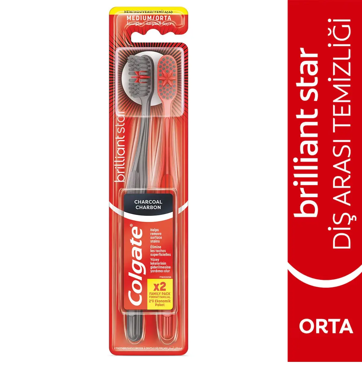 Colgate Carbon Charcoal 1+1 Diş Fırçası Orta