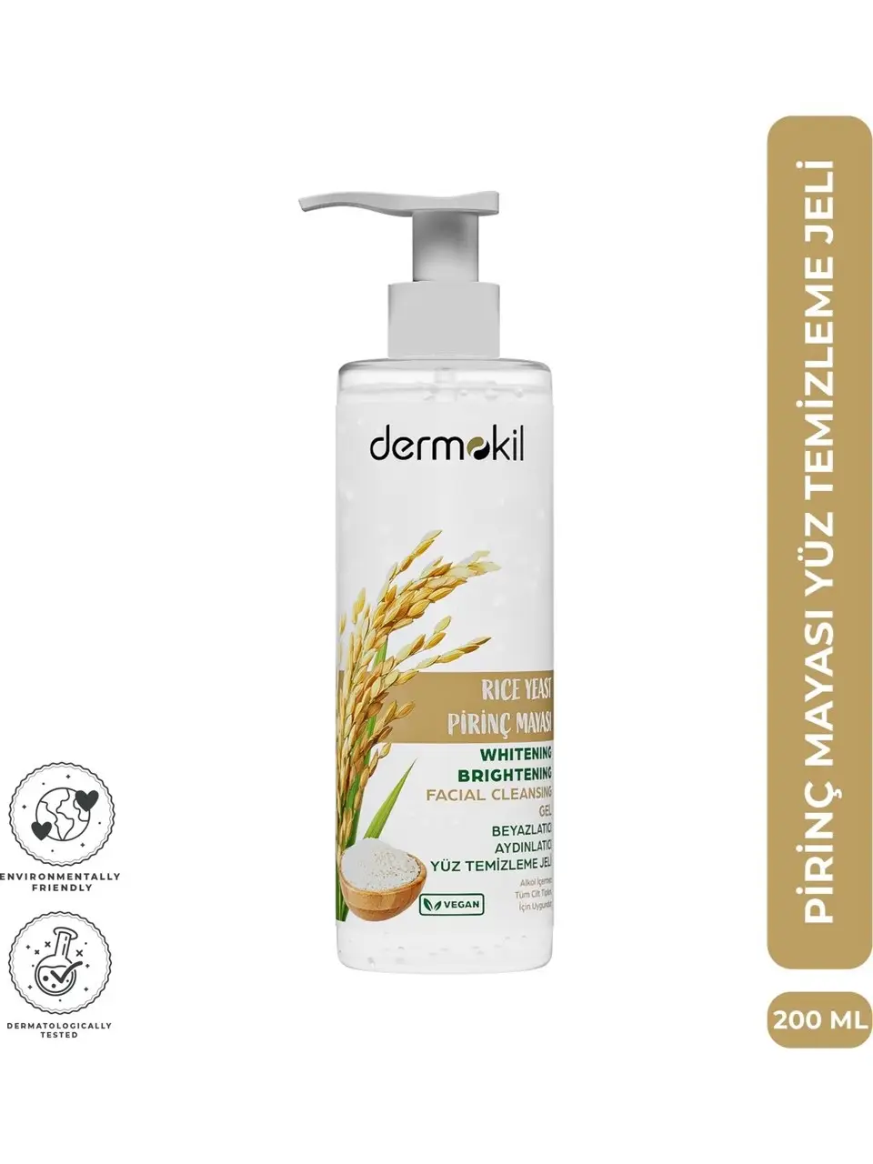 Dermokil Yüz Temizleme Jel Pirinç Mayası Beyazlatıcı 200 Ml