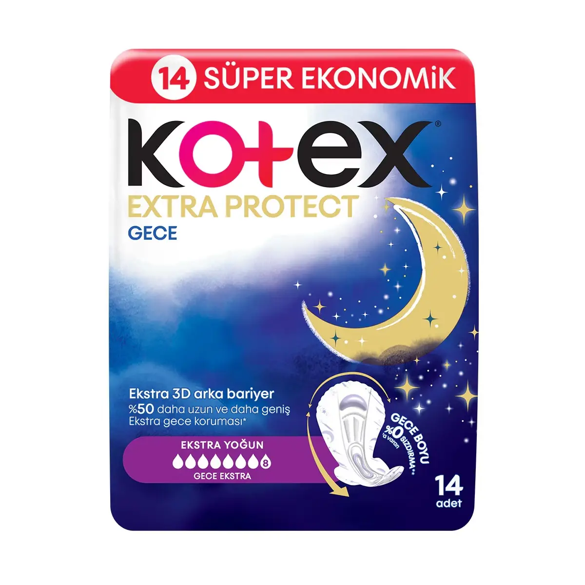 Kotex Extra Protect Hijyenik Ped Gece 14 Lü