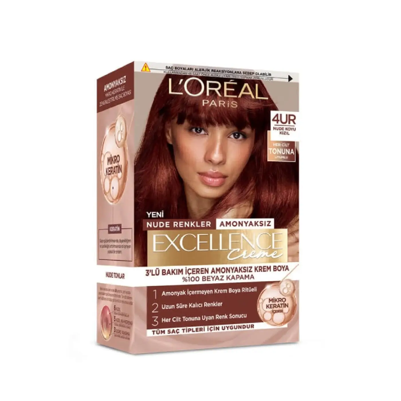 Loreal Excellence Creme Saç Boyası 4 Ur Nude Koyu Kızıl
