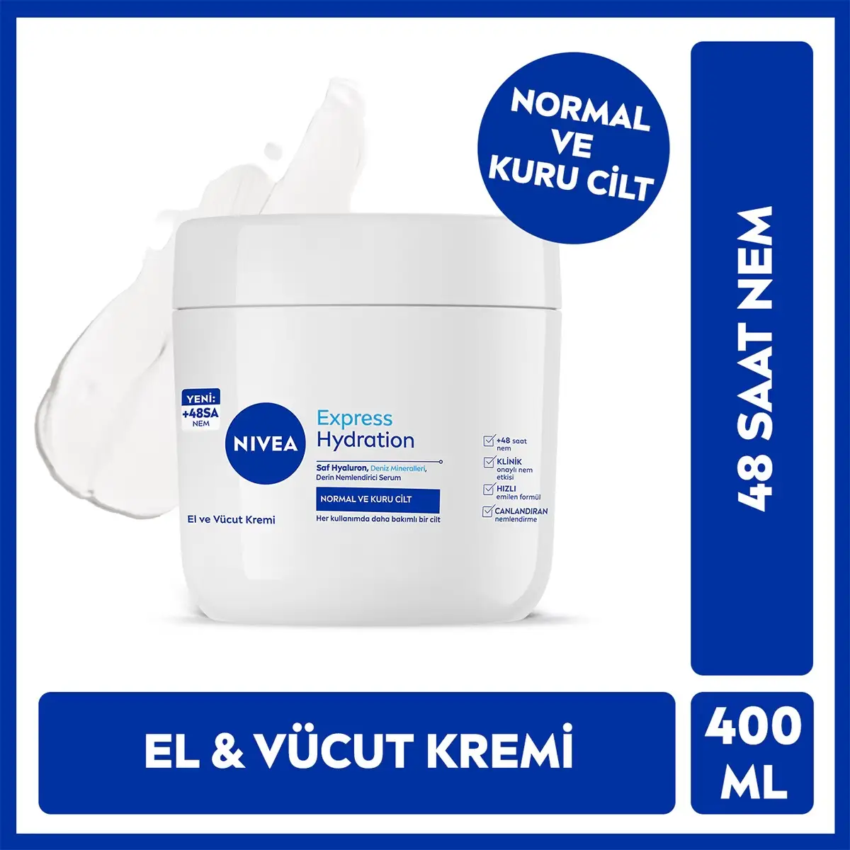 Nıvea El Vücut Bakım Kremi Express & Hydration Kavanoz 400 Ml