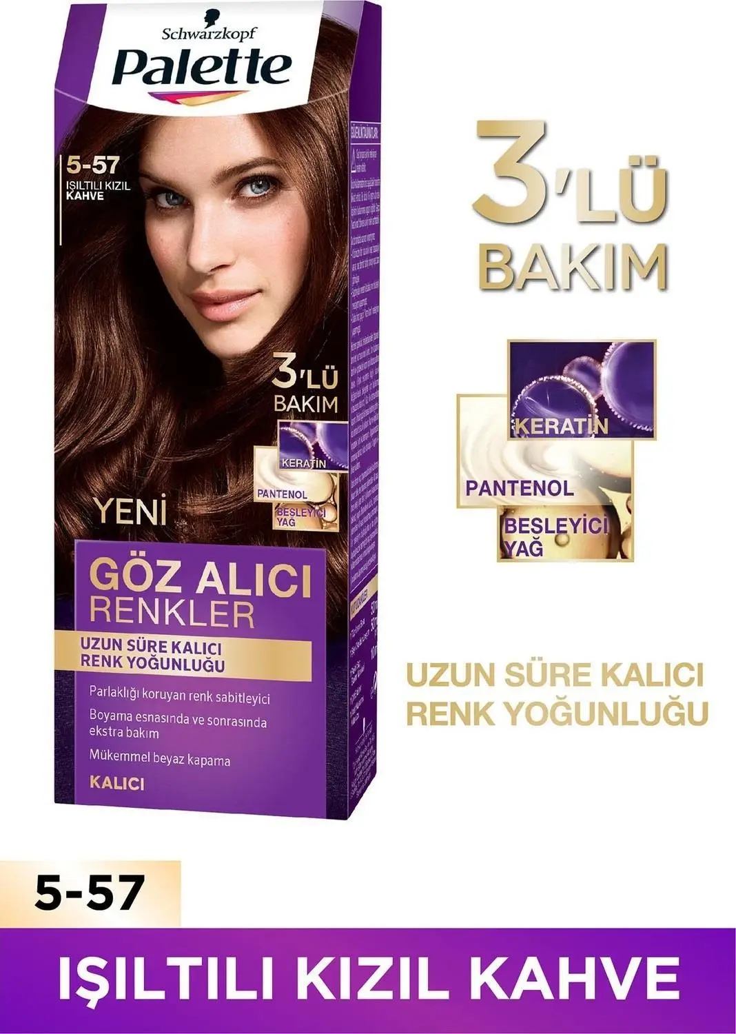 Palette Göz Alıcı Renkler Saç Boyası 5-57 Işıltılı Kızıl Kahve