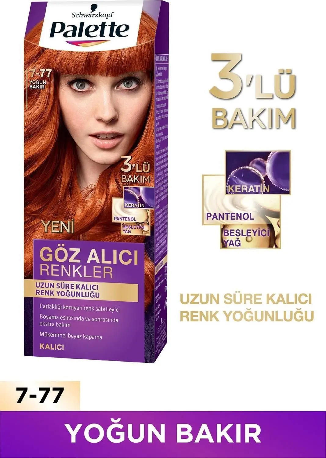 Palette Göz Alıcı Renkler Saç Boyası 7-77 Yoğun Bakır