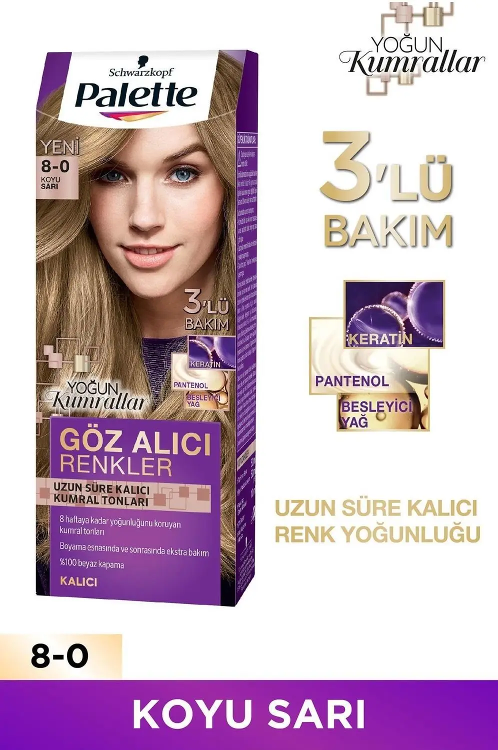 Palette Göz Alıcı Renkler Saç Boyası 8-0 Koyu Sarı