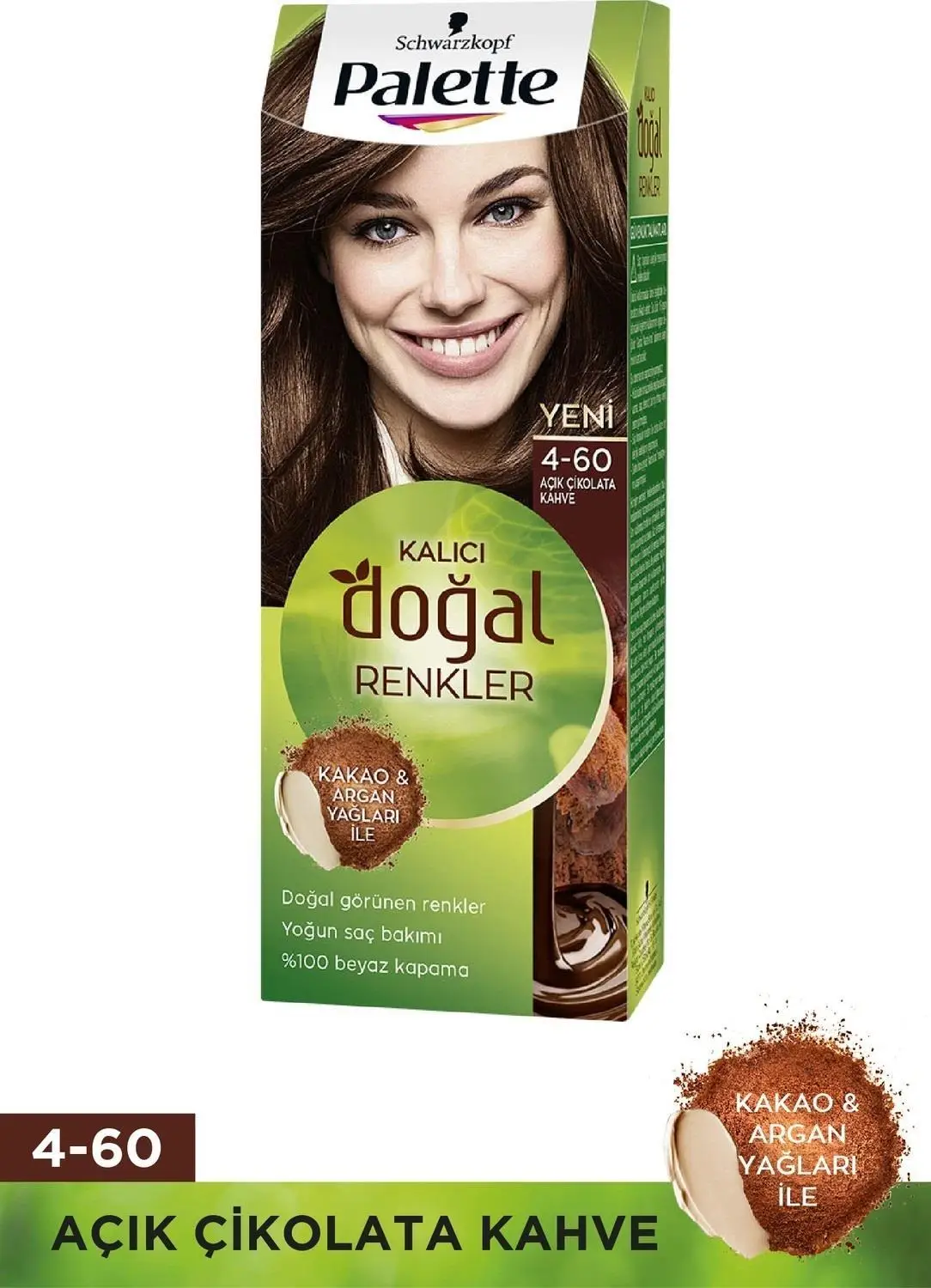 Palette Natural Doğal Renkler Saç Boyası 4-60 Açık Çikolata Kahve