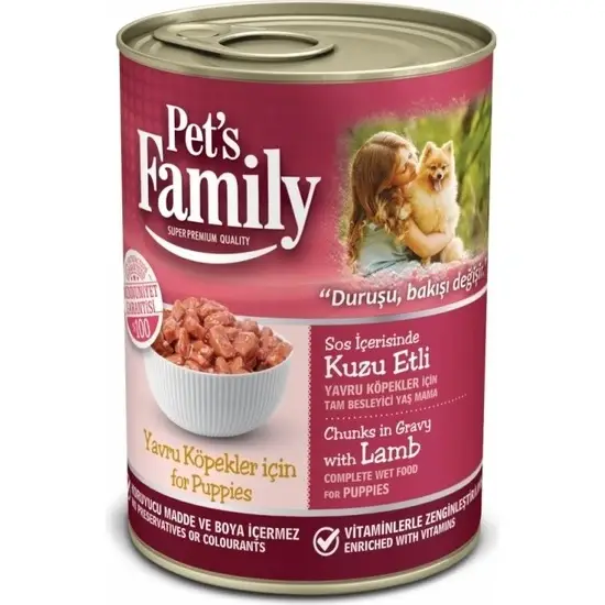Pets Family Yavru Köpekler İçin Kuzu Etli Yaş Mama 400 Gr