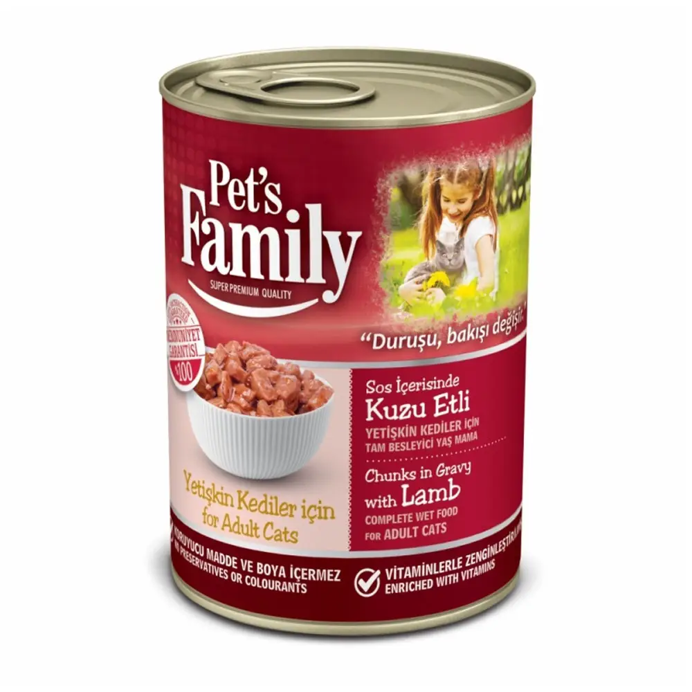 Pets Family Yetişkin Kediler İçin Kuzu Etli Yaş Mama 400 Gr