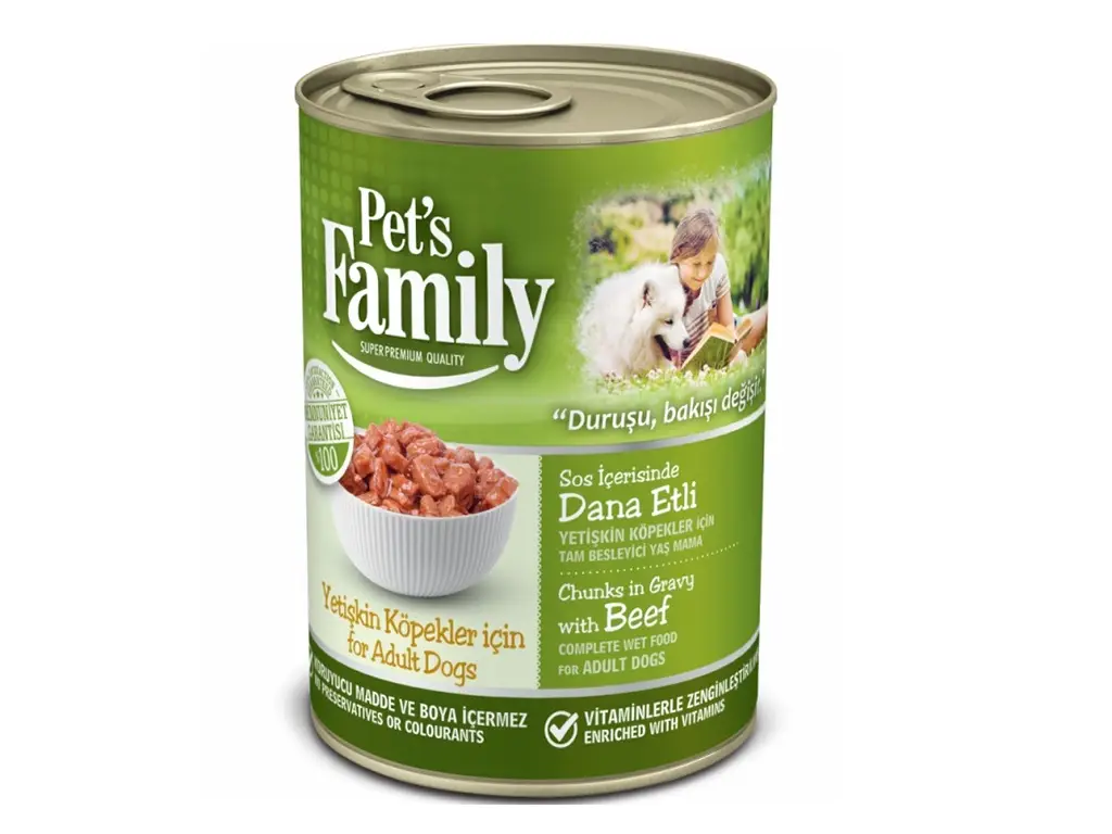 Pets Family Yetişkin Köpekler İçin Dana Etli Yaş Mama 400 Gr
