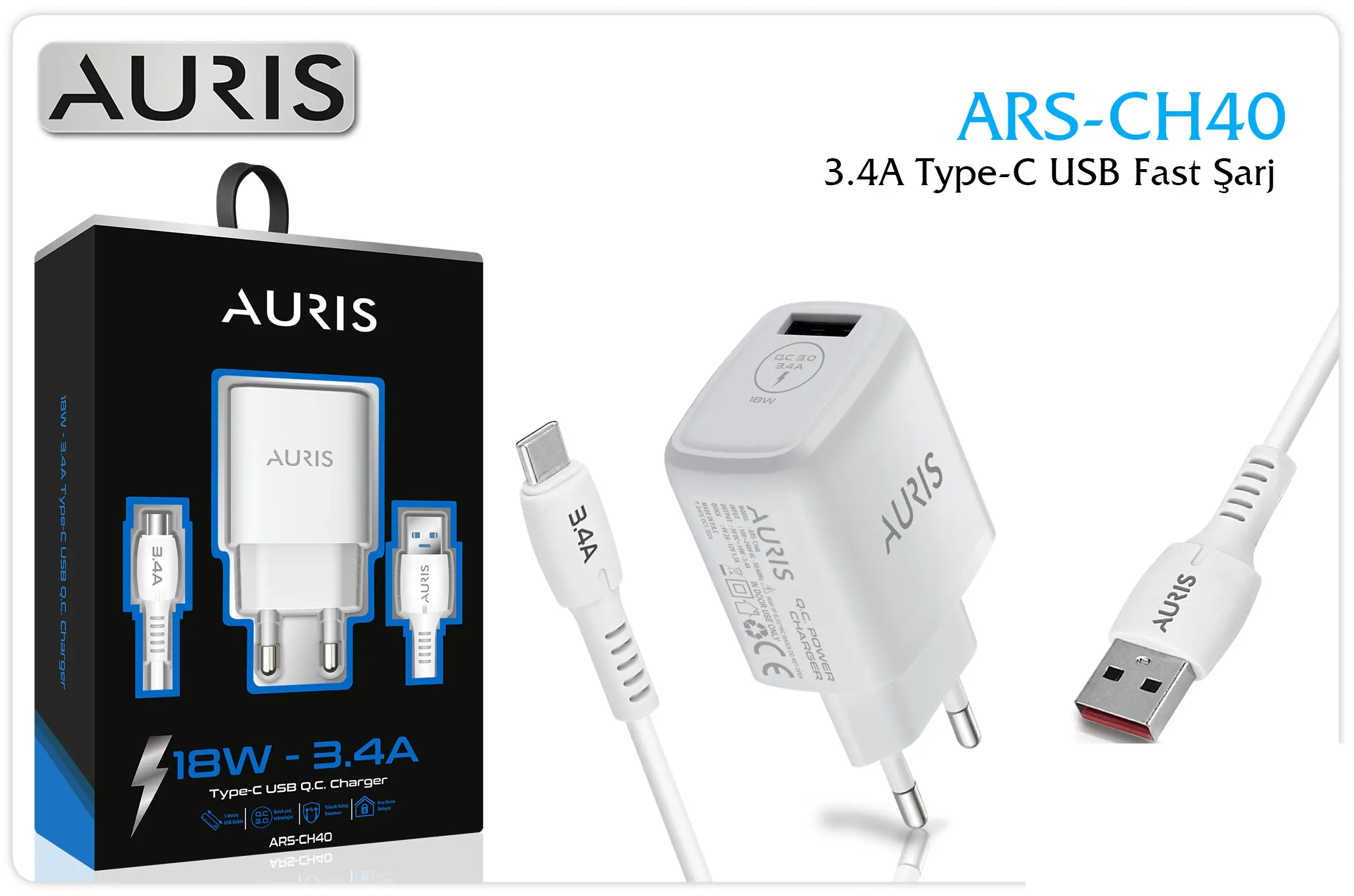 Prn Aurıs Şarj Aleti 18 W 3.4 A Usb Type C
