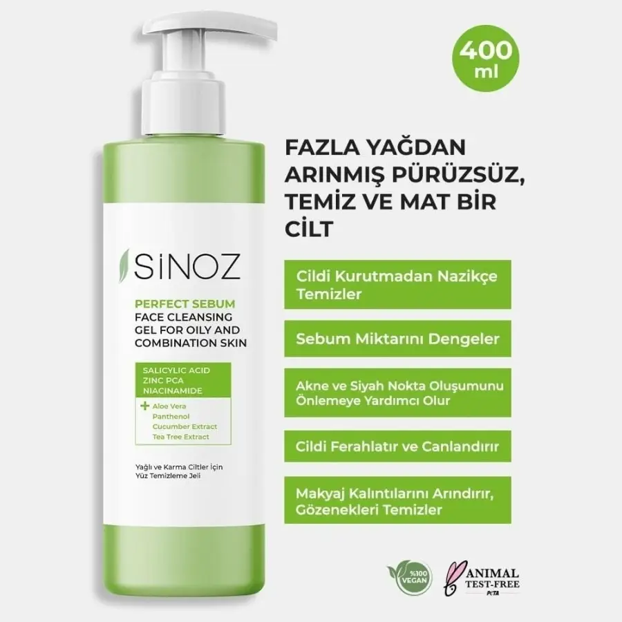 Sinoz Yüz Temizleme Jeli Salıcylıc Acıd Yağlı Karma 400 Ml