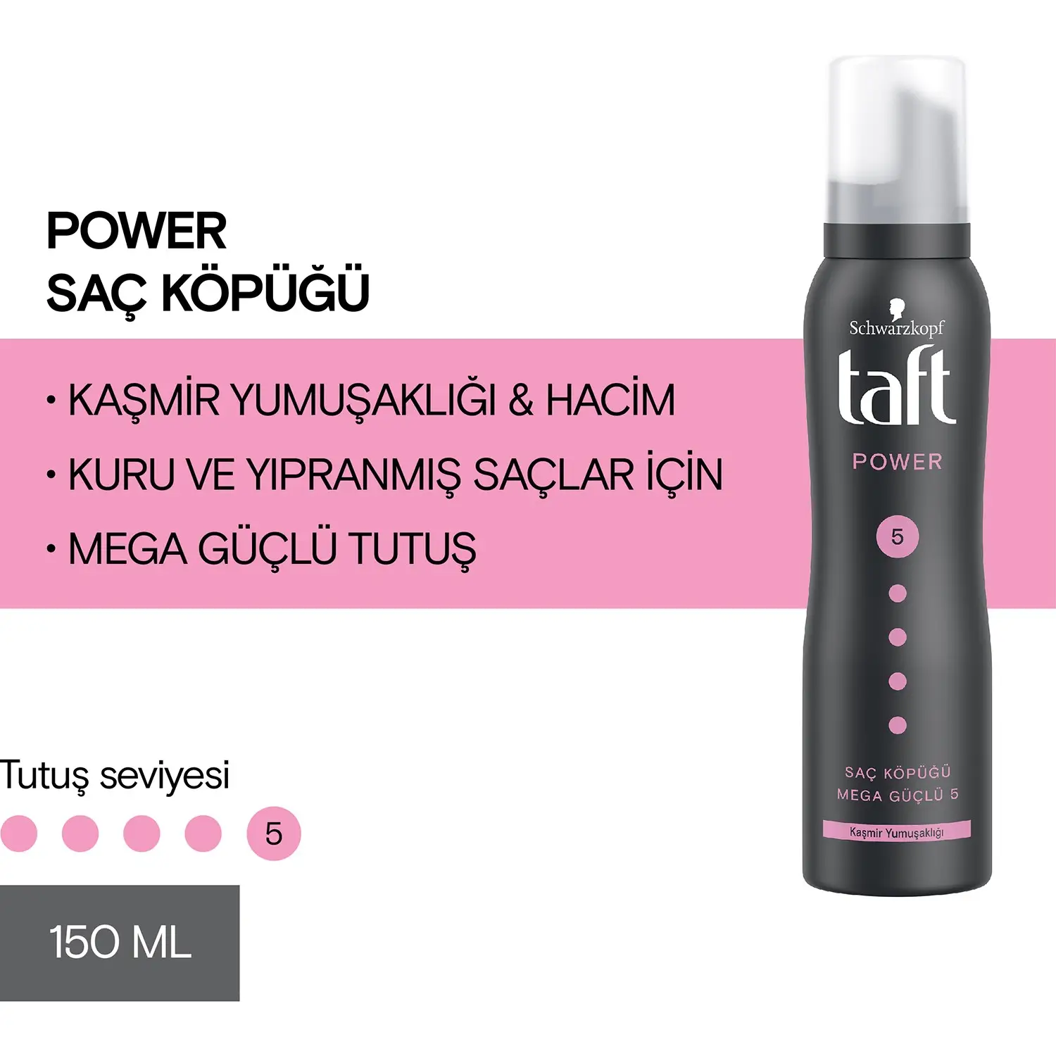 Taft Köpük Power Cashmere Mega Güçlü Tutuş 150 Ml